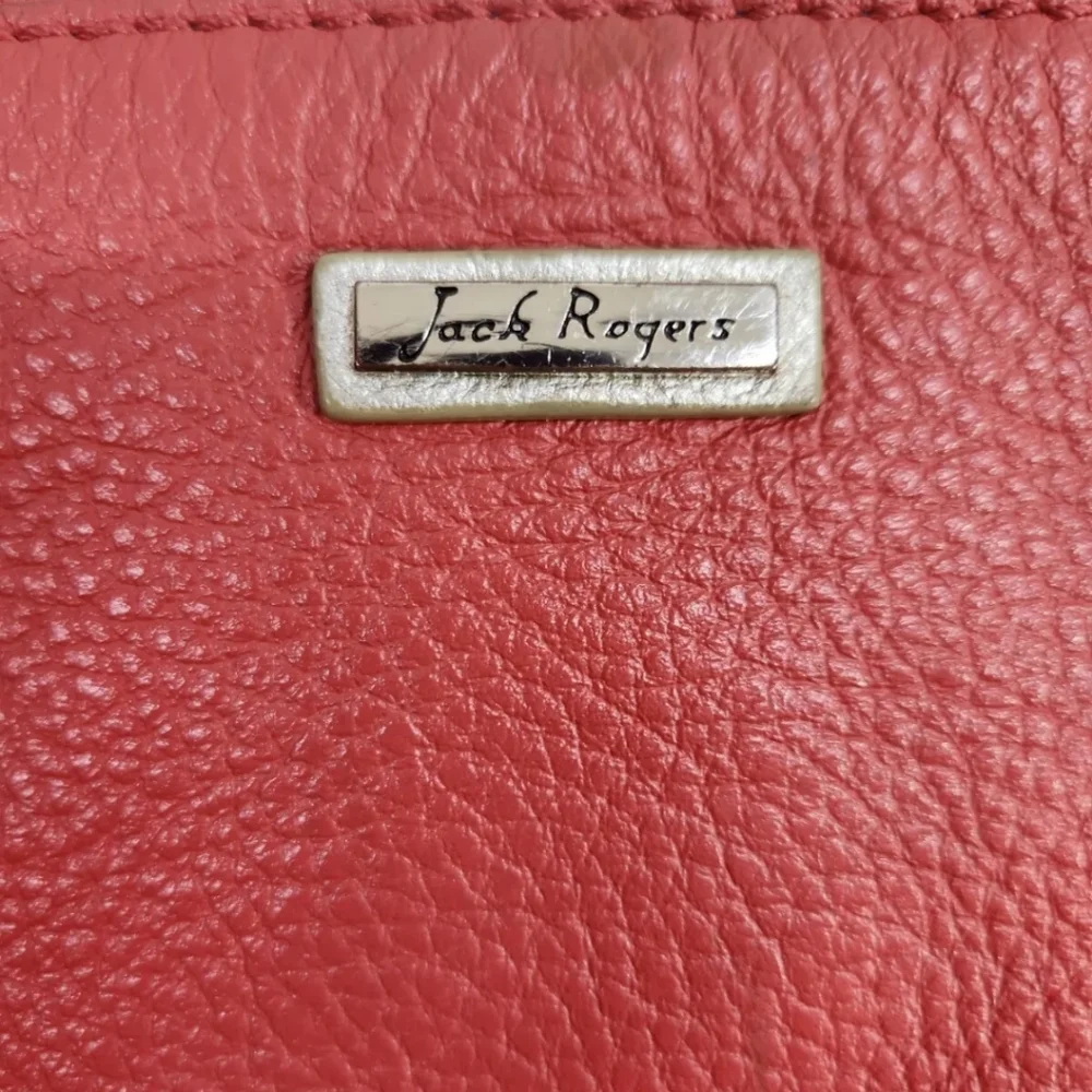 Jack Rogers Leather Small Crossbody Bag Tassel Metal Strap Deep Salmon Color